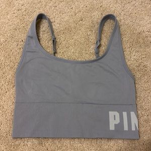 Grey, unlined sports bra